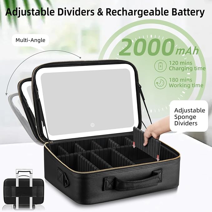 15“×11“Professional Makeup Train Case, Large Waterproof Travel Makeup bag - Image 4