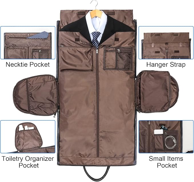 Leather Garment Bag for Travel, Modoker Carry On Suit Carrier Travel Bag - Image 4