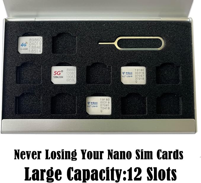 Aluminum SIM Card Case, 12 Slots Ultrathin Nano SIM Card Holder - Image 2
