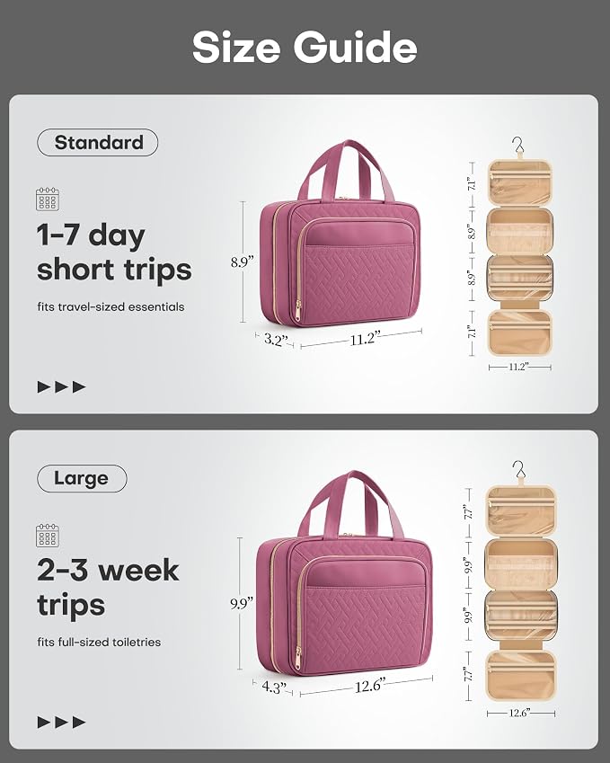 HOTOR Travel Toiletry Bag for Women & Men, Waterproof Makeup Bag - Image 4