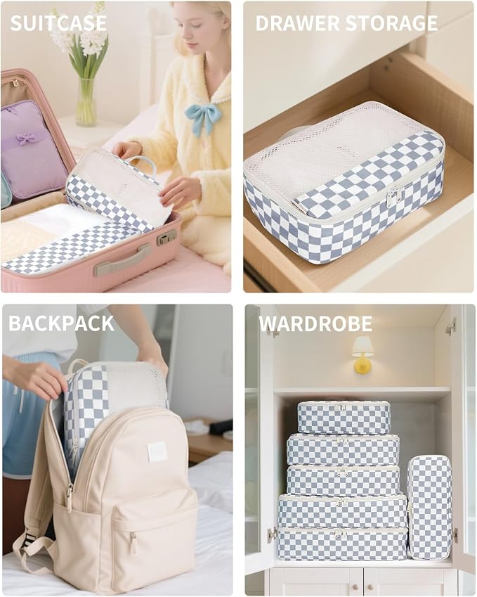 Narwey 7 Set Checkered Packing Cubes - Image 5