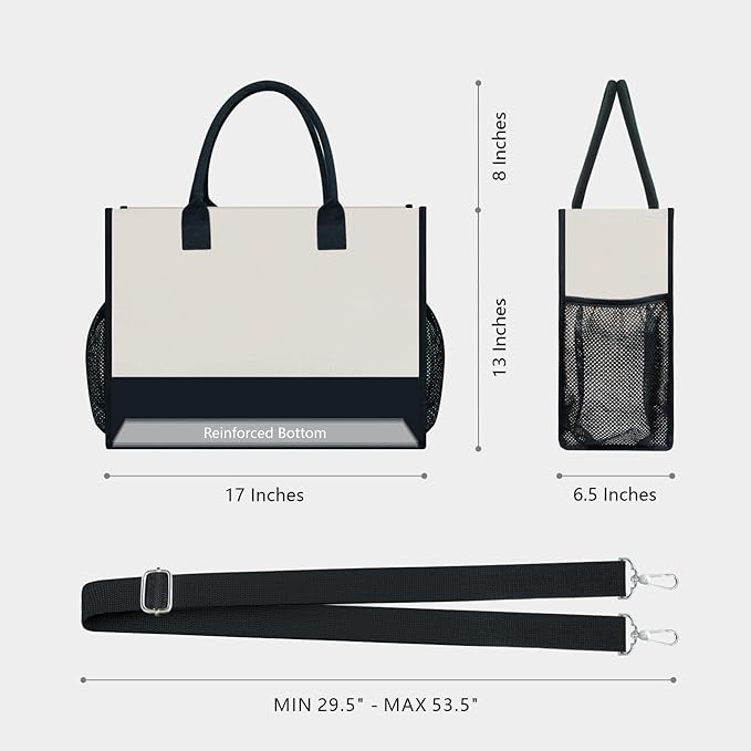 TOPDesign Personalized Initial Canvas Tote Bag, - Image 2