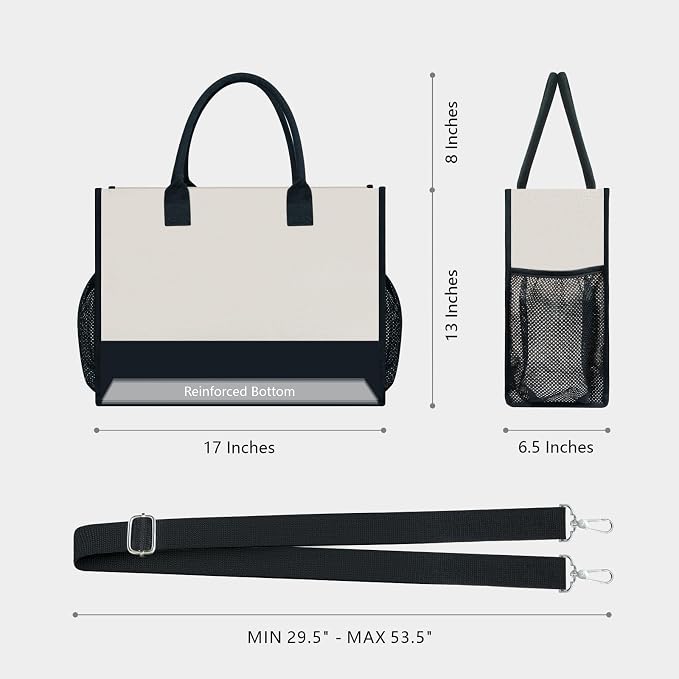 TOPDesign Personalized Initial Canvas Tote Bag, - Image 2