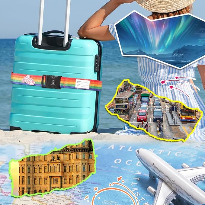 Adjustable Luggage Straps with Combination Lock – 4 Pack Bright Colors - Image 4
