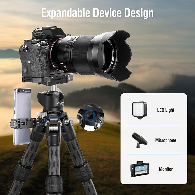 Travel Camera Carbon Fiber Mini Table Tripod, 14.5" Lightweight Desktop Tripod - Image 4