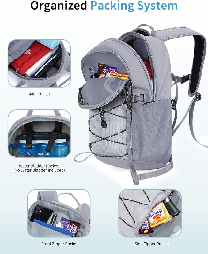 ECOHUB Small Hiking Backpack for Men Women, 20L Lightweight Travel Backpacks - Image 3