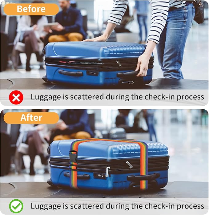 BILIONE 4 Pack Luggage Straps 79" Long Belts Keep Suitcase Secure While - Image 4