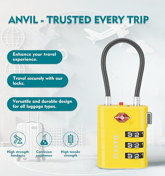 ANVIL TSA Approved Luggage Locks – High Security TSA008 Combination Travel Locks - Image 4