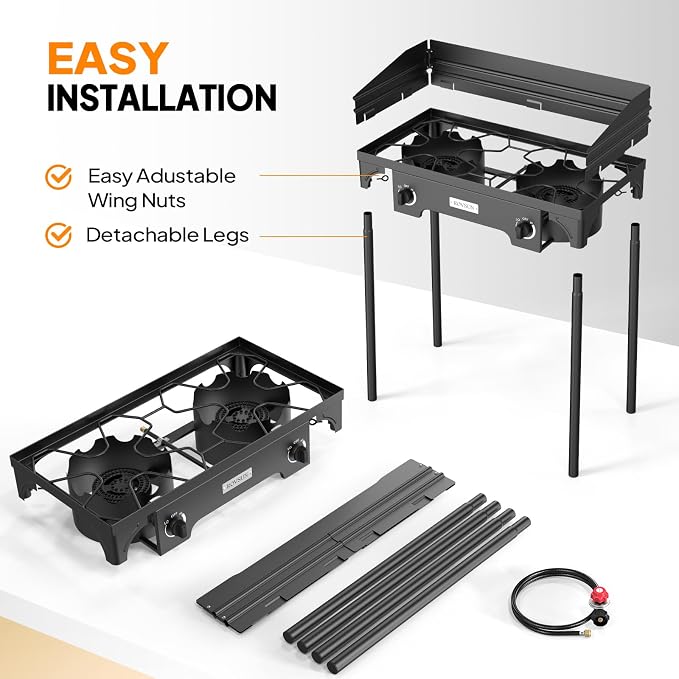 ROVSUN 2 Burner Outdoor Propane Gas Stove - Image 4