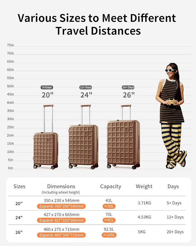 aji Expandable Top Opening 26 Inch Checked Luggage - Image 11