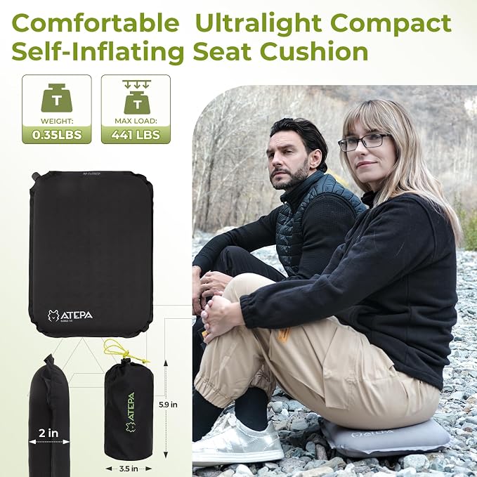 ATEPA Inflatable Stadium Seat Cushion, Self-Inflating Memory Foam Stadium Seats - Image 2