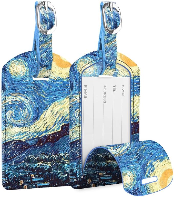 FINTIE 2 Pack Luggage Tags, Leather Name ID Labels by Fintie