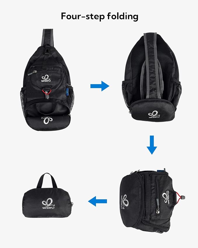 WATERFLY Packable Small Crossbody Sling Backpack Shoulder Chest Bag Daypack - Image 6