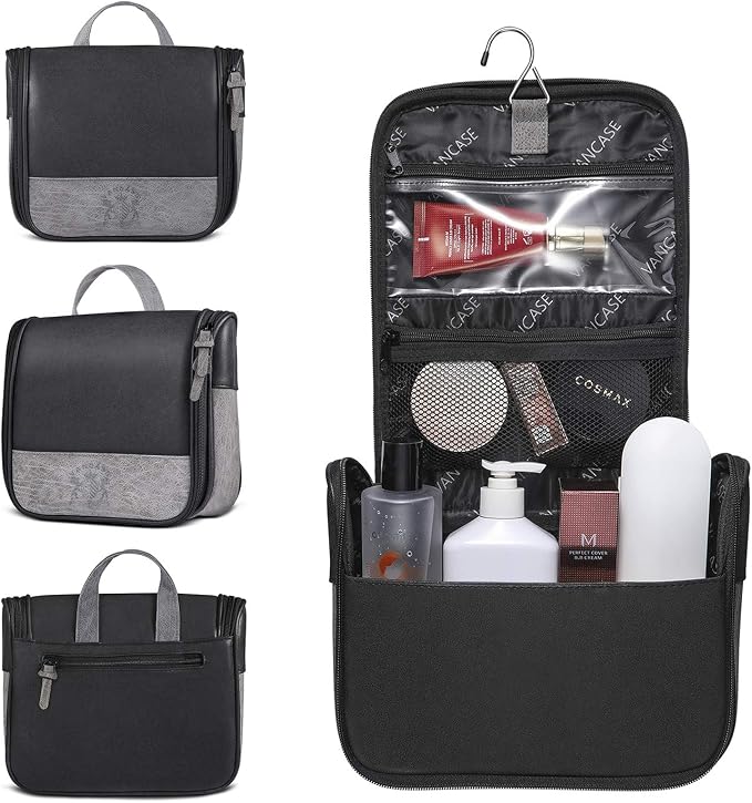 Hanging Toiletry Bag for Men VANCASE Vintage Leather Shaving Dopp Kit Medium - Image 5
