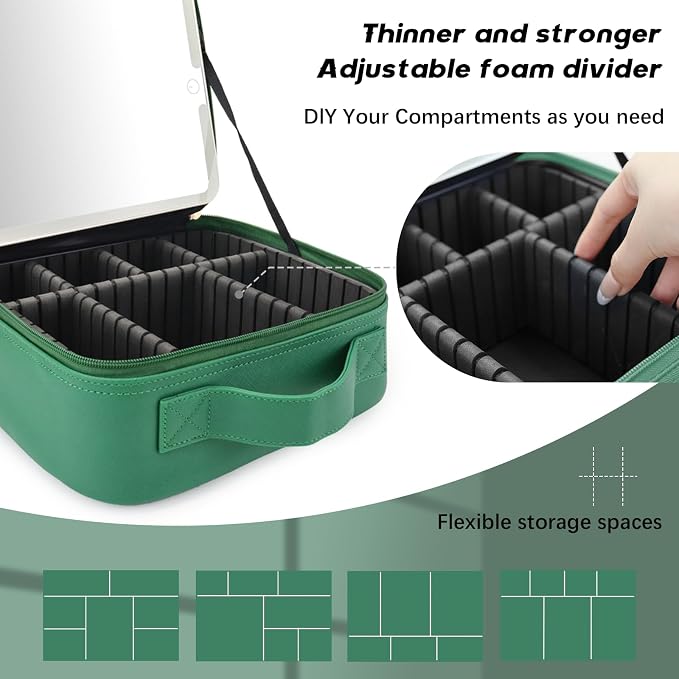Makeup Bag with Led Mirror, Travel Makeup Organizer with 3 Color Setting - Image 3