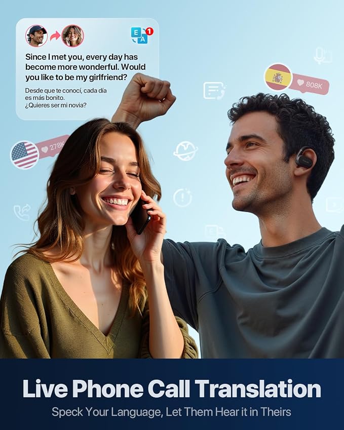 GO1 Real-time Phone Call Translaton Earbuds, 3-in-1 AI Translator Earbuds - Image 3