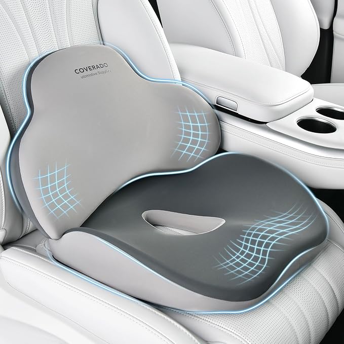 Coverado Seat Cushion and Lumbar Support Pillow by COVERADOAUTO