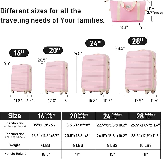 Merax Luggage sets of 13 Piece 16 20 24 28 IN Carry on Luggage sets 4 piece - Image 2