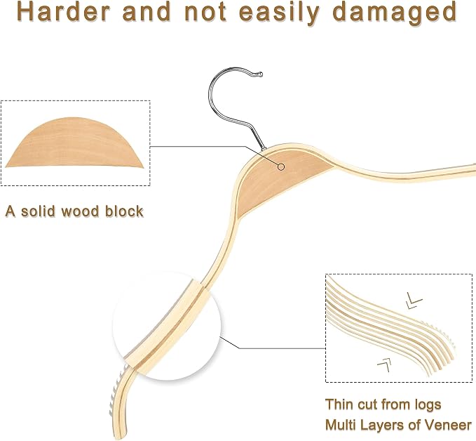 TOPIA HANGER Slim Natural Wood Hangers - Image 5