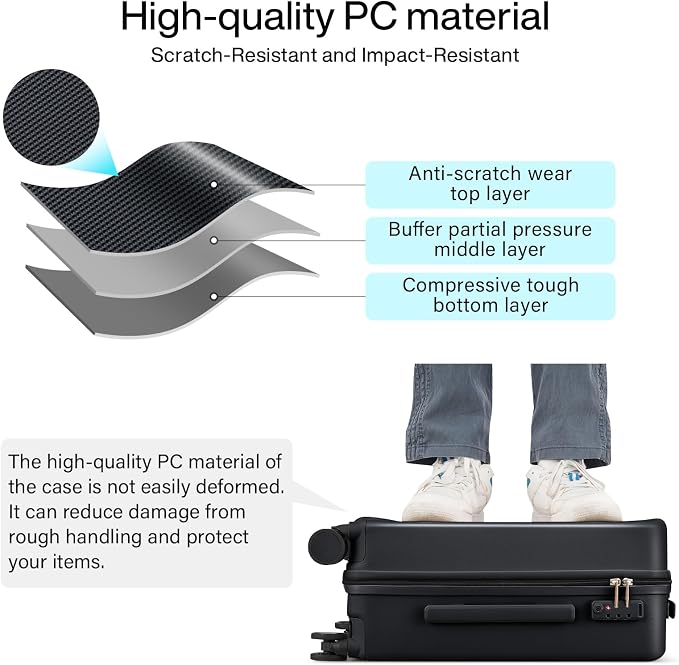 Hanke Hard Shell Luggage Sets 2 Pieces, Carry On and Checked Luggage Sets - Image 3