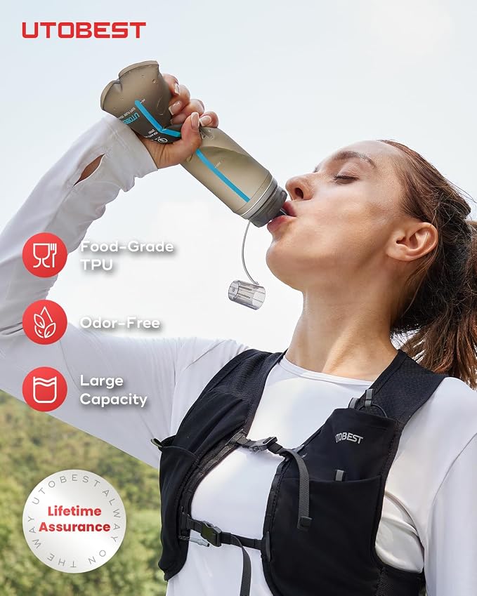 UTOBEST 500ml Soft Flask, 2 Pack Flexible TPU Hydration Water Bottle, - Image 2