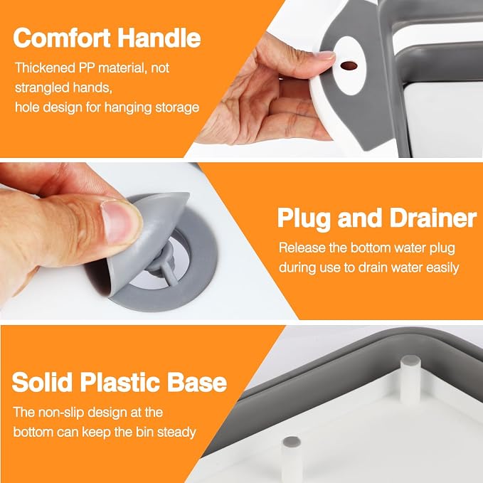 Collapsible BBQ Prep Tub/Cutting Board 10L, Foldable Dish Tub - Image 4