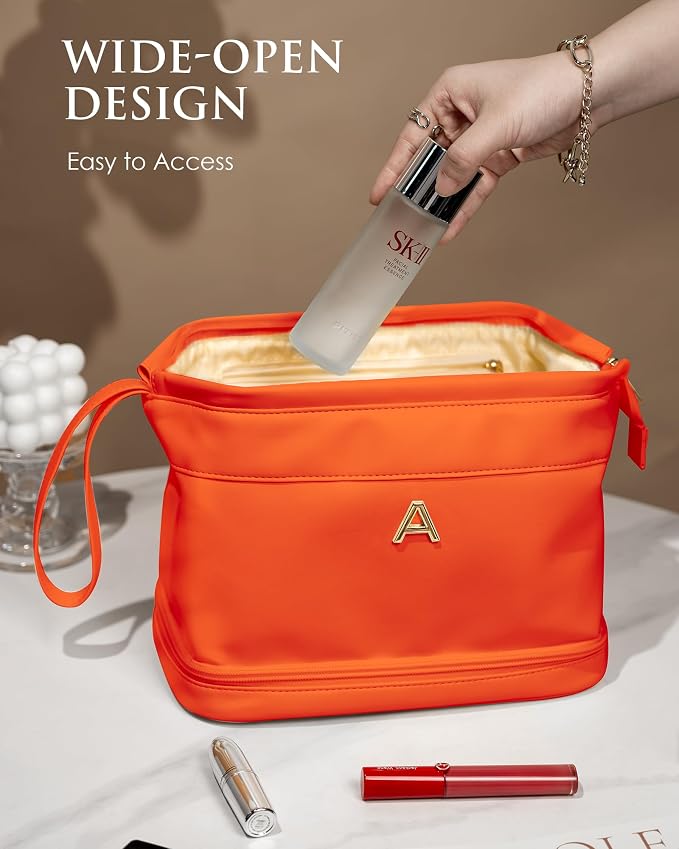 Initial Makeup Bag, Daughter Gifts, Personalized Double Layer Cosmetic Bag - Image 3