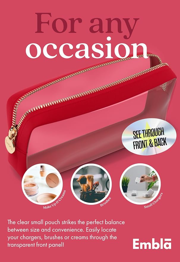 Clear Makeup Bag Zipper Pouch, Transparent Cosmetic Case Organizer, TSA - Image 4