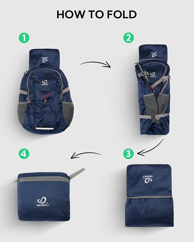WATERFLY Lightweight Packable Hiking Backpack: 30L Foldable Travel Daypack - Image 6