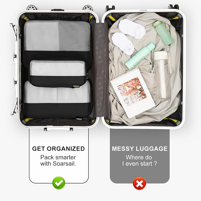 Compression Travel Packing Cubes, 6 Set Expandable Luggage Organizer Bags - Image 6