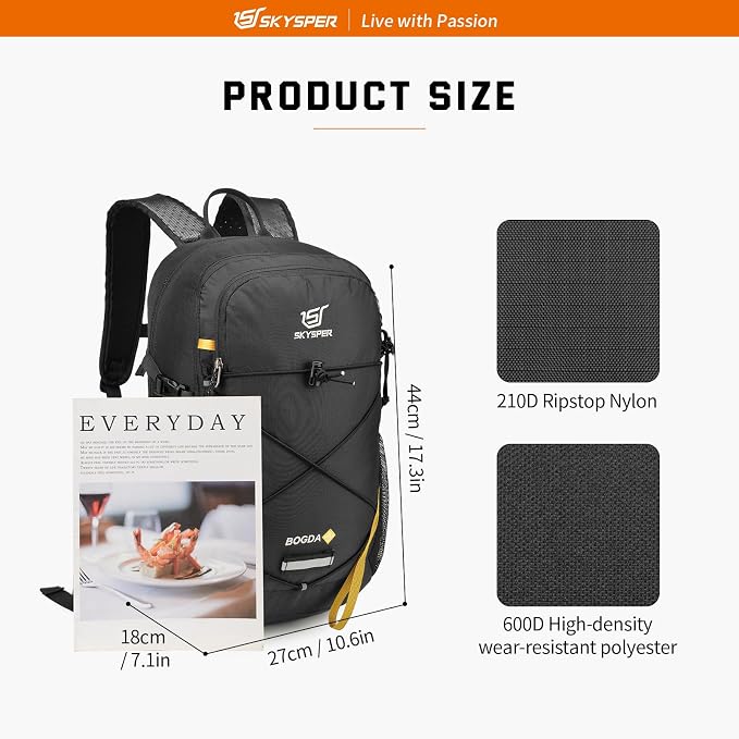 SKYSPER Small Hiking Daypack, 20L Lightweight Travel Backpacks Day Hike Pack - Image 6