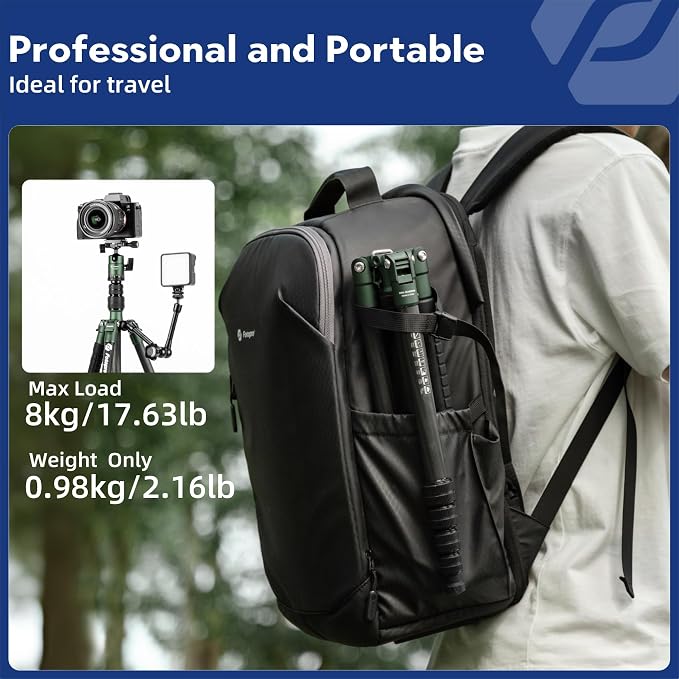 Fotopro 59" Carbon Fiber Travel Tripod, Compact Camera Tripod - Image 2