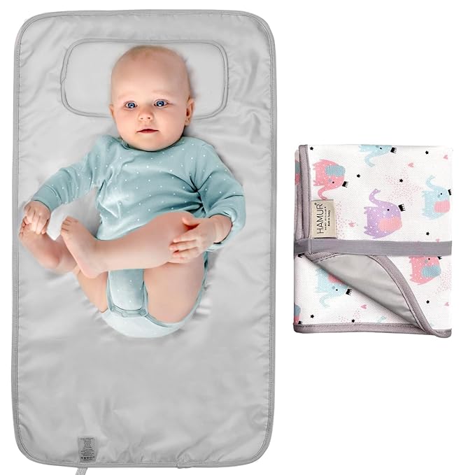 HAMUR HOME Portable Baby Changing Pad – Waterproof, Foldable & Lightweight by HAMURHOME