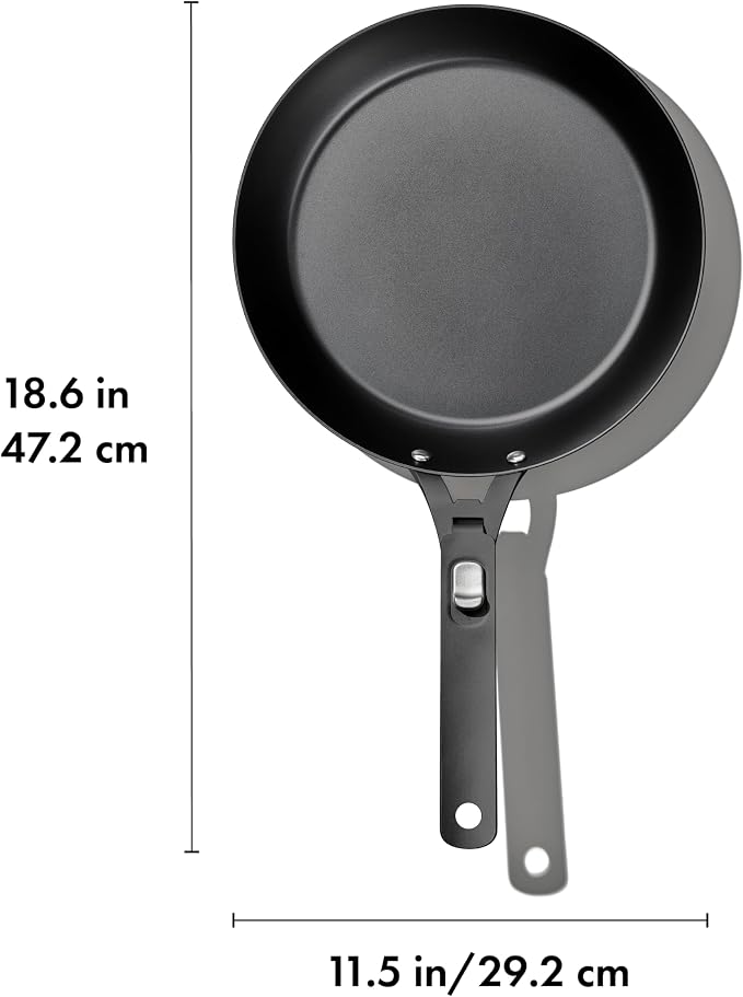 OXO Outdoor Pre-Seasoned Carbon Steel 10" Frying Pan Skillet, Detachable Handle - Image 3
