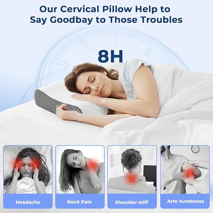 Memory Foam Pillows 2 Pack Neck Pillow - Image 6