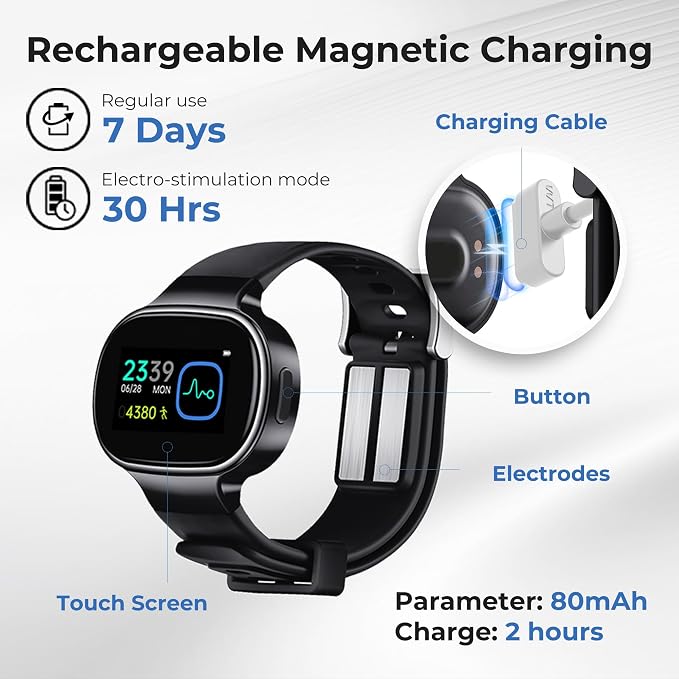 EmeTerm Smart FDA-Cleared Anti-Nausea Wristwatch Touchscreen IP67 Waterproof - Image 6
