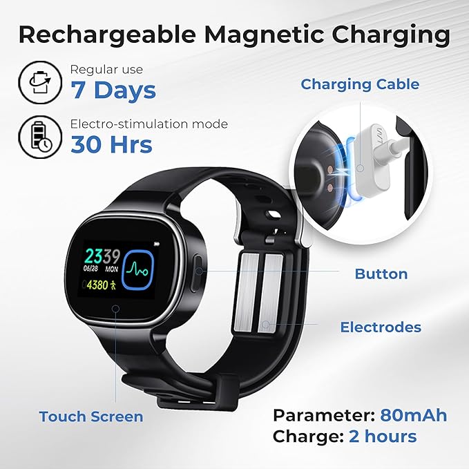 EmeTerm Smart FDA-Cleared Anti-Nausea Wristwatch Touchscreen IP67 Waterproof - Image 6