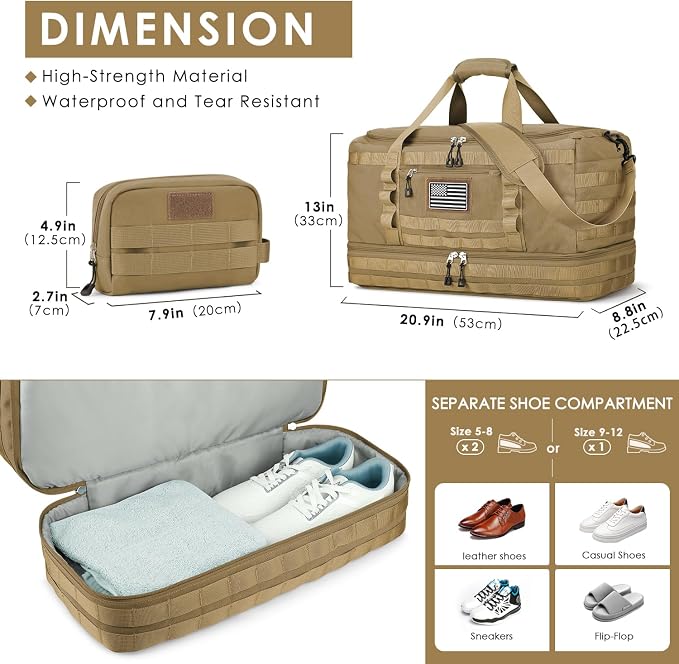 ETRONIK Travel Bag for Men Women, Gym Bag & Tactical Duffle Bags for Travel - Image 4