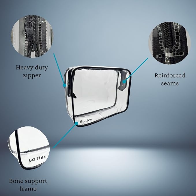 TSA Approved Clear Toiletry Bag 2-Pack, Quart Size Travel Cosmetic & Makeup Bags - Image 4