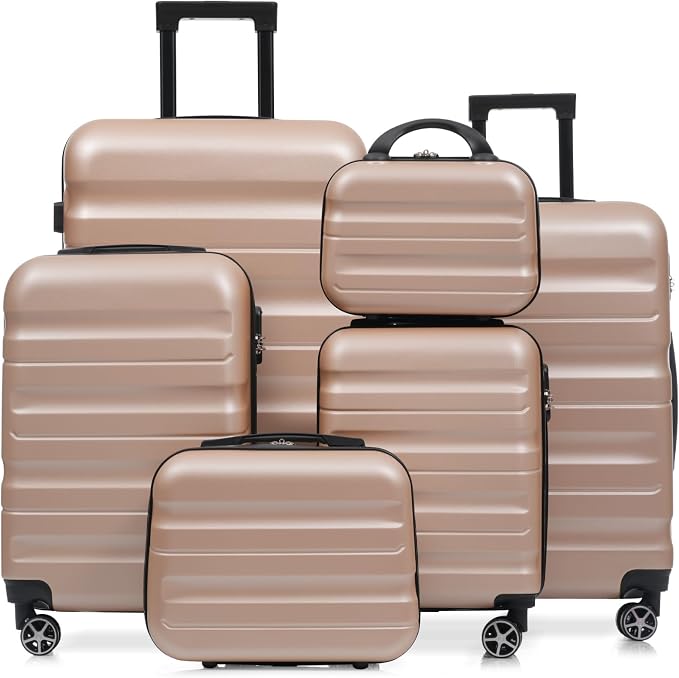 Merax Luggage Set 6 Piece, Hardshell ABS Suitcases by Merax