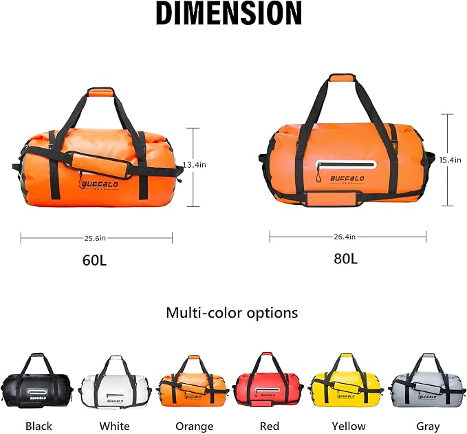 Buffalo Gear Waterproof Duffle Bag 40L 60L 80L Roll-top Dry Bag Heavy Duty - Image 4