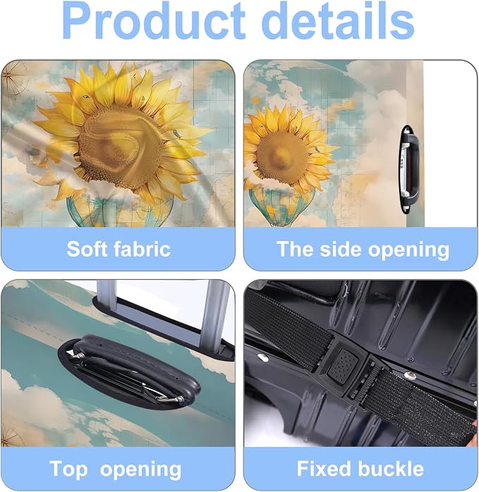 Sunflower Luggage Cover Washable Suitcase Protector Anti-Scratch, Stretchable - Image 3