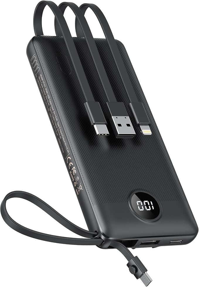 VEEKTOMX Portable Charger with Built-in Cables 10000mAh Power Bank by VEEKTOMX