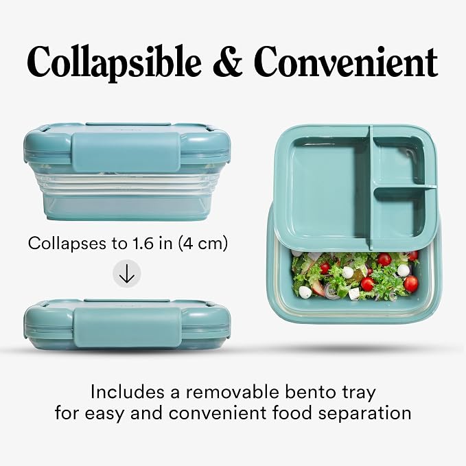 STOJO Collapsible Bento Box, Leak-Proof, Microwave & Dishwasher Safe, Premium - Image 2