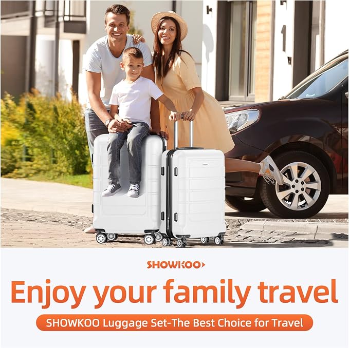 SHOWKOO Luggage Sets Expandable PC+ABS Durable Suitcase Sets Double Wheels TSA - Image 2