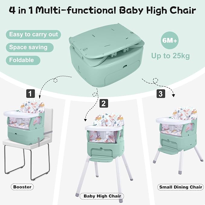 4 in 1 Portable Baby Highchair Convertible Highchair - Image 2