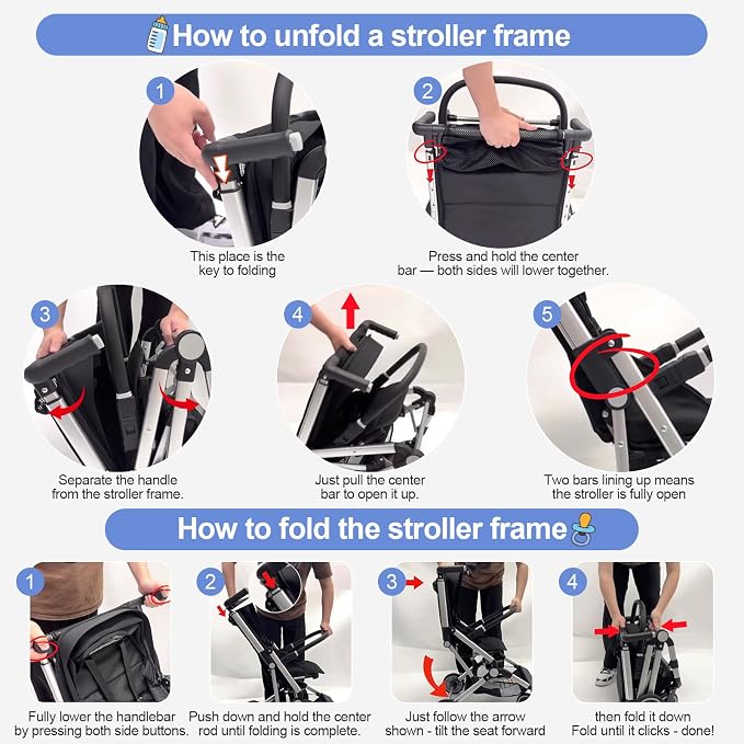 Travel Stroller for Airplane Ultra Compact Umbrella Stroller One-Handed Folding - Image 4