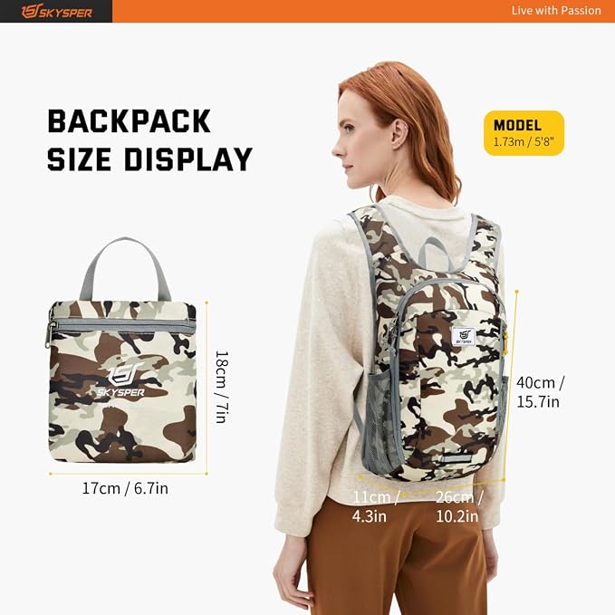 SKYSPER Small Daypack 10L Hiking Backpack Packable Lightweight Travel Day Pack - Image 6