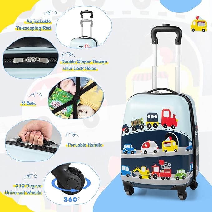 HONEY JOY Kids Luggage, Lightweight Toddler Girls Suitcase, Durable ABS - Image 6