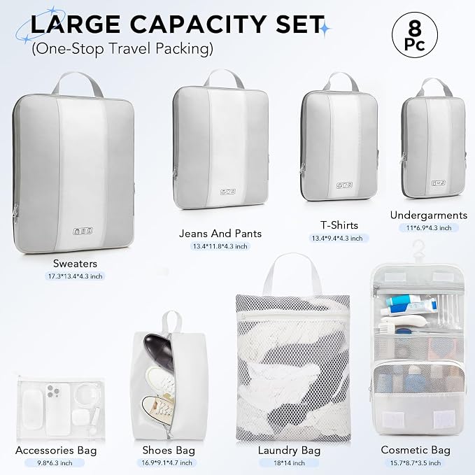 8 Set Compression Packing Cubes - Image 2